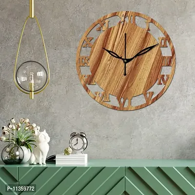 FRAVY 10 Inch MDF Wood Wall Clock for Home and Office (25Cm x 25Cm, Small Size, 006-Beige)-thumb2