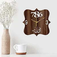 FRAVY 12"" Inch Prelam MDF Wood Allah with 786 Square Without Glass Wall Clock (Brown, 30cm x 30cm) - 41-thumb2