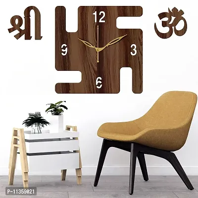 FRAVY 10 Inch MDF Wood Wall Clock for Home and Office (25Cm x 25Cm, Small Size, 051-Wenge)-thumb5