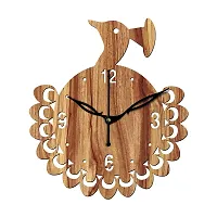 FRAVY 10 Inch MDF Wood Wall Clock for Home and Office (25Cm x 25Cm, Small Size, 048-Beige)-thumb1