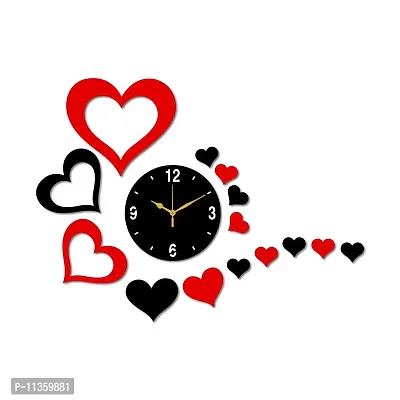 FRAVY Black Red MDF Wooden Wall Clock for Home Office (50cm x 67cm)-103-thumb3