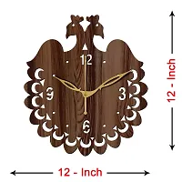 Freny Exim 12"" Inch Wooden MDF English Numeral Peacock Round Wall Clock Without Glass (Brown, 30cm x 30cm) - 45-thumb3