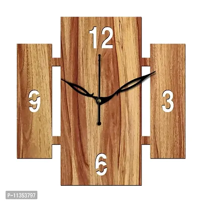 Freny Exim 12"" Inch Wooden MDF English Numeral Square Wall Clock Without Glass (Beige, 30cm x 30cm) - 14-thumb0
