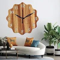 Freny Exim 10 Inch Wooden Wall Clock (Beige, Small Size, 25cm x 25cm)-018-thumb1