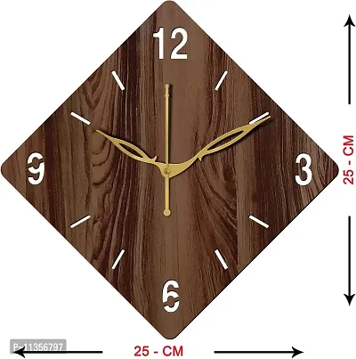 FRAVY 10 Inch MDF Wood Wall Clock for Home and Office (25Cm x 25Cm, Small Size, 021-Wenge)-thumb3