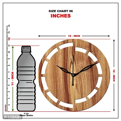 Freny Exim 12"" Inch Wooden MDF Cut Mark Round Wall Clock Without Glass (Beige, 30cm x 30cm) - 16-thumb5