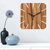 FRAVY 12"" Inch Prelam MDF Wood Cut Mark Square Without Glass Wall Clock (Beige, 30cm x 30cm) - 19-thumb2