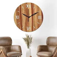 Freny Exim 12"" Inch Wooden MDF Roman Numeral Round Wall Clock Without Glass (Beige, 30cm x 30cm) - 12-thumb1