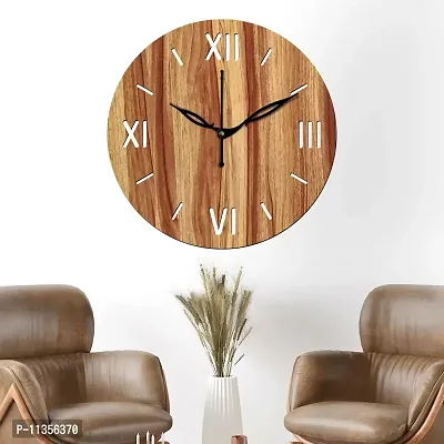 Freny Exim 12"" Inch Wooden MDF Roman Numeral Round Wall Clock Without Glass (Beige, 30cm x 30cm) - 12-thumb2