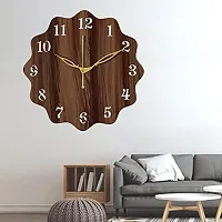 FRAVY 10 Inch MDF Wood Wall Clock for Home and Office (25Cm x 25Cm, Small Size, 018-Wenge)-thumb1