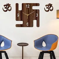 Freny Exim 12"" Inch Wooden MDF English Numeral Swastik Square Wall Clock Without Glass (Brown, 30cm x 30cm) - 50-thumb2