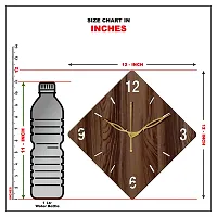 FRAVY 12"" Inch Prelam MDF Wood English Numeral Rhombus Without Glass Wall Clock (Brown, 30cm x 30cm) - 21-thumb4