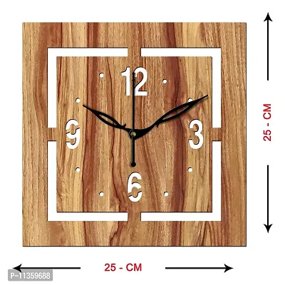 FRAVY 10 Inch MDF Wood Wall Clock for Home and Office (25Cm x 25Cm, Small Size, 037-Beige)-thumb5