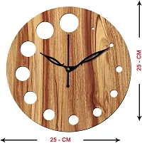 FRAVY 10 Inch MDF Wood Wall Clock for Home and Office (25Cm x 25Cm, Small Size, 020-Beige)-thumb2