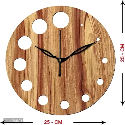 FRAVY 10 Inch MDF Wood Wall Clock for Home and Office (25Cm x 25Cm, Small Size, 020-Beige)-thumb3