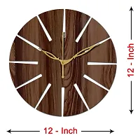 Freny Exim 12"" Inch Wooden MDF Unique Cut Mark Round Wall Clock Without Glass (Brown, 30cm x 30cm) - 2-thumb3