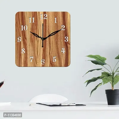 Freny Exim 12"" Inch Wooden MDF English Numeral Square Wall Clock Without Glass (Beige, 30cm x 30cm) - 22-thumb3