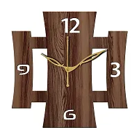 FRAVY 12"" Inch Prelam MDF Wood English Numeral Square Without Glass Wall Clock (Brown, 30cm x 30cm) - 15-thumb1