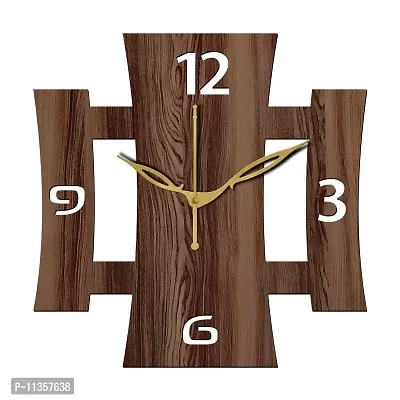 FRAVY 12"" Inch Prelam MDF Wood English Numeral Square Without Glass Wall Clock (Brown, 30cm x 30cm) - 15-thumb2