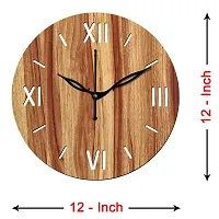 Freny Exim 12"" Inch Wooden MDF Roman Numeral Round Wall Clock Without Glass (Beige, 30cm x 30cm) - 12-thumb3