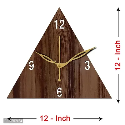 Freny Exim 12"" Inch Wooden MDF English Numeral Triangle Wall Clock Without Glass (Brown, 30cm x 30cm) - 30-thumb4