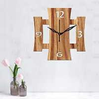 FRAVY 12"" Inch Prelam MDF Wood English Numeral Square Without Glass Wall Clock (Beige, 30cm x 30cm) - 15-thumb2