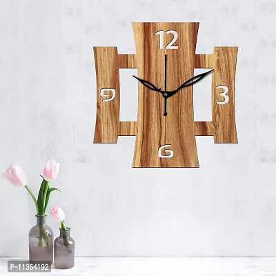 FRAVY 12"" Inch Prelam MDF Wood English Numeral Square Without Glass Wall Clock (Beige, 30cm x 30cm) - 15-thumb3