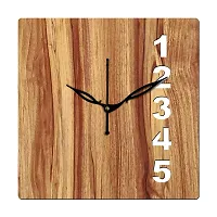 FRAVY 12"" Inch Prelam MDF Wood English Numeral Square Without Glass Wall Clock (Beige, 30cm x 30cm) - 24-thumb1