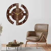 Freny Exim 12 Inch Wooden MDF English Numeral Round Wall Clock Without Glass (Brown, 30cm x 30cm) - 27-thumb2