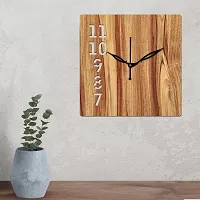 FRAVY 12"" Inch Prelam MDF Wood English Numeral Square Without Glass Wall Clock (Beige, 30cm x 30cm) - 26-thumb2