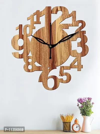 FRAVY 10 Inch MDF Wood Wall Clock for Home and Office (25Cm x 25Cm, Small Size, 017-Beige)