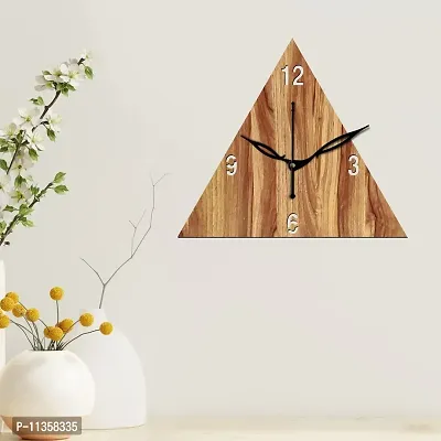 FRAVY 12"" Inch Prelam MDF Wood English Numeral Triangle Without Glass Wall Clock (Beige, 30cm x 30cm) - 30-thumb0