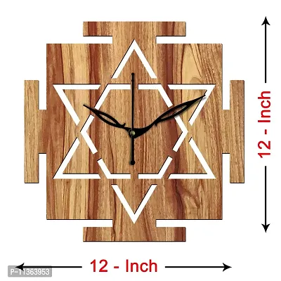 FRAVY 12"" Inch Prelam MDF Wood Vastu Square Without Glass Wall Clock (Beige, 30cm x 30cm) - 33-thumb5