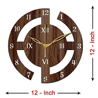 Freny Exim 12 Inch Wooden MDF English Numeral Round Wall Clock Without Glass (Brown, 30cm x 30cm) - 27-thumb3