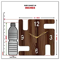 Freny Exim 12 Inch Wooden MDF English Numeral Swastik Square Wall Clock Without Glass (Brown, 30cm x 30cm) - 51-thumb4