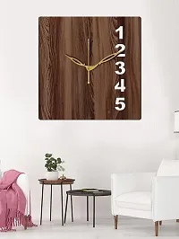 FRAVY 10 Inch MDF Wood Wall Clock for Home and Office (25Cm x 25Cm, Small Size, 024-Wenge)-thumb3