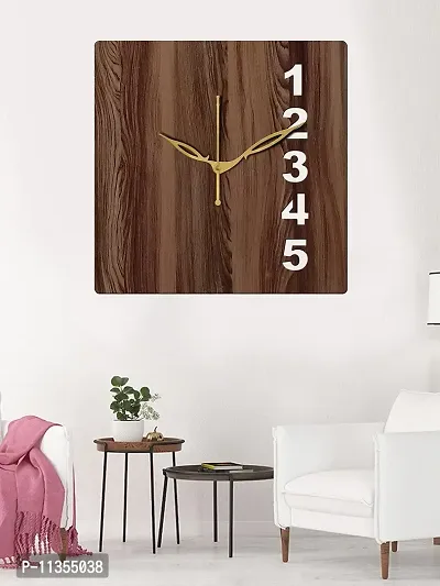 FRAVY 10 Inch MDF Wood Wall Clock for Home and Office (25Cm x 25Cm, Small Size, 024-Wenge)-thumb4