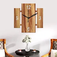 FRAVY 12"" Inch Prelam MDF Wood English Numeral Square Without Glass Wall Clock (Beige, 30cm x 30cm) - 14-thumb2