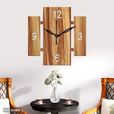 FRAVY 12"" Inch Prelam MDF Wood English Numeral Square Without Glass Wall Clock (Beige, 30cm x 30cm) - 14-thumb3