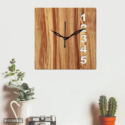 Freny Exim 12"" Inch Wooden MDF English Numeral Square Wall Clock Without Glass (Beige, 30cm x 30cm) - 24-thumb3