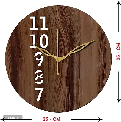 FRAVY 10 Inch MDF Wood Wall Clock for Home and Office (25Cm x 25Cm, Small Size, 025-Wenge)-thumb3