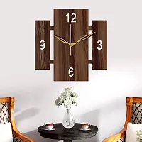 Freny Exim 12"" Inch Wooden MDF English Numeral Square Wall Clock Without Glass (Brown, 30cm x 30cm) - 14-thumb2