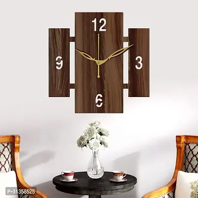 Freny Exim 12"" Inch Wooden MDF English Numeral Square Wall Clock Without Glass (Brown, 30cm x 30cm) - 14-thumb3