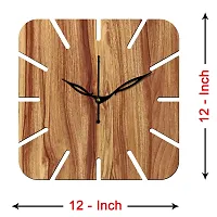 Freny Exim 12"" Inch Wooden MDF Cut Mark Square Wall Clock Without Glass (Beige, 30cm x 30cm) - 19-thumb3