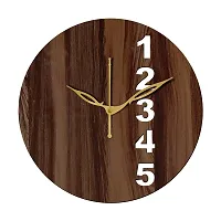 FRAVY 12"" Inch Prelam MDF Wood English Numeral Round Without Glass Wall Clock (Brown, 30cm x 30cm) - 23-thumb1