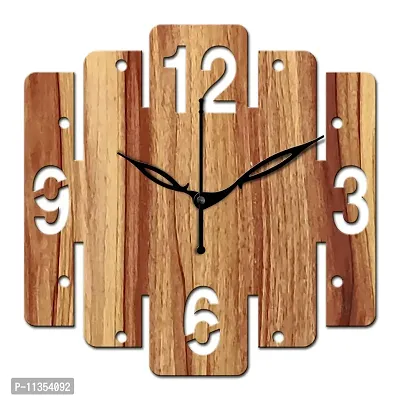 Freny Exim 10"" Inch Wooden Wall Clock (Beige, Small Size, 25cm x 25cm)-004