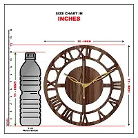 Freny Exim 12"" Inch Wooden MDF Roman Numeral Round Wall Clock Without Glass (Brown, 30cm x 30cm)-055-thumb3