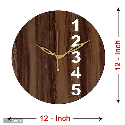 Freny Exim 12"" Inch Wooden MDF English Numeral Round Wall Clock Without Glass (Brown, 30cm x 30cm) - 23-thumb4