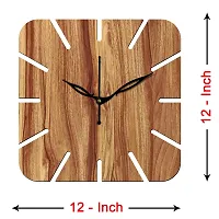 FRAVY 12"" Inch Prelam MDF Wood Cut Mark Square Without Glass Wall Clock (Beige, 30cm x 30cm) - 19-thumb3