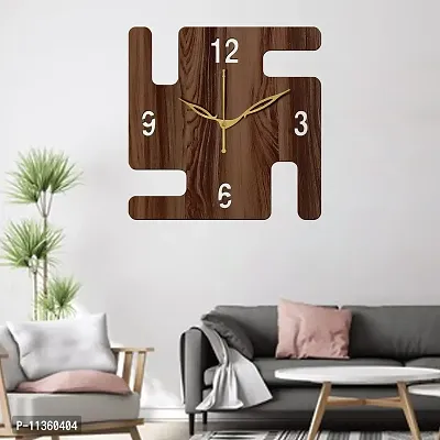 FRAVY 10 Inch MDF Wood Wall Clock for Home and Office (25Cm x 25Cm, Small Size, 032-Wenge)-thumb2